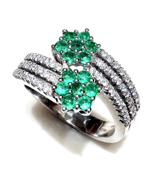 Ring Sommer Woman I Classici in White Gold Smeraldo 0.34 Ct 10081006-14 - 10081006-14